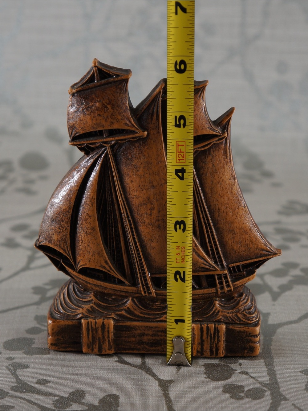 Antique-Style Bronze Finish Sailboat Figurine - Brown